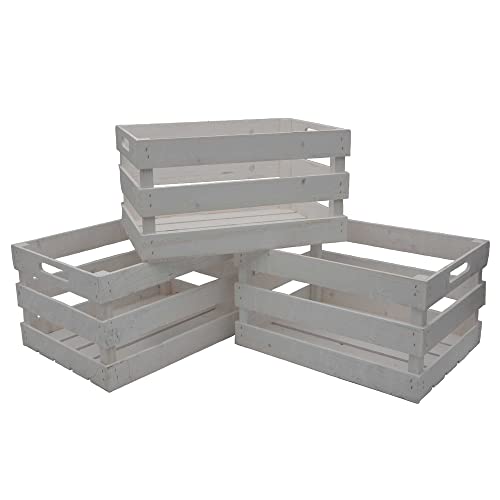 UNUS Holzkiste Vintage 3er Set, Deko Kiste Holz, Aufbewahrungsbox 39 x 29 x 21 cm (Weiß) von UNUS