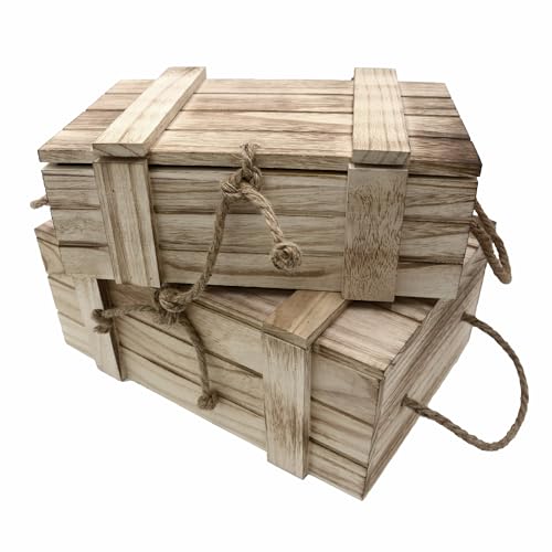 UNUS Holzkisten mit Deckel 2er Set Kisten Schatzkisten Schatztruhe Holz braun Truhen Geschenkbox von UNUS