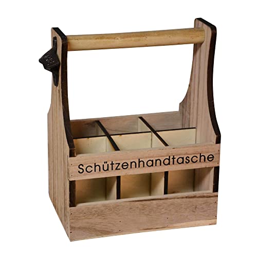 UNUS Home Schützenhandtasche Bier, Flaschenträger aus Holz für 6 Flaschen, Bierträger mit Flaschenöffner, Geschenkidee Männer, Schützenfest, Vatertag von UNUS