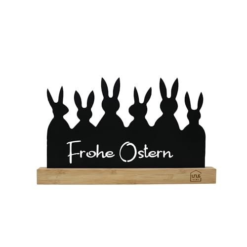 UNUS Ostern Aufsteller Frohe Ostern schwarz Holz Metall Osterhasen Oster-Silhouette Osterdeko von UNUS