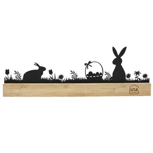 UNUS Ostern Aufsteller schwarz Holz Metall Osterhasen Oster-Silhouette Osterdeko von UNUS