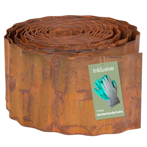 UNUS Rasenkante aus Cortenstahl 5 m x 14 cm Flexible Beetumrandung Rost wetterfeste Metall Beeteinfassung für Garten, Beet, Rasen und Wege inkl. Handschuhe UNUS Rasenkante aus Cortenstahl 5 m x 14 cm Flexible Beetumrandung Rost wetterfeste Metall Beeteinfassung für Garten, Beet, Rasen und Wege inkl. Handschuhe von UNUS