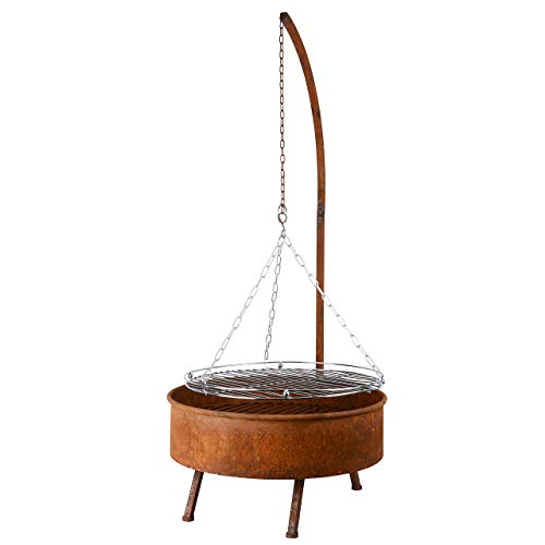 UNUS Schwenkgrill aus Edelrost inkl. Grillrost Hängegrill Durchmesser 61 cm Kupfer von UNUS