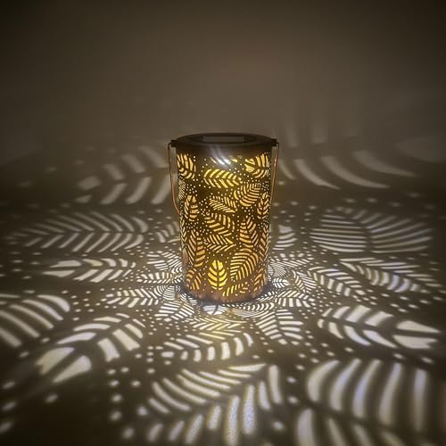 UNUS Solarleuchte Solarlaterne Palmblätter Solar Laterne LED Gartenleuchte Kupferfarben Metall Aussen Outdoor von UNUS