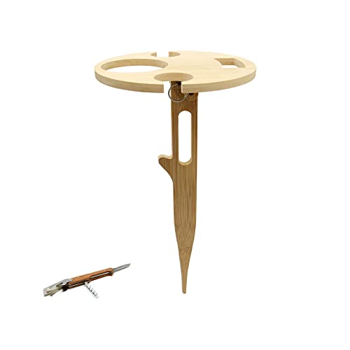 UNUS Garden Weintisch klappbar Outdoor, Weinhalter aus Bambus Holz, Natur, Weinglashalter für Picknick, Camping oder Garten, inklusive Taschenmesser mit Korkenzieher und Flaschenöffner UNUS Garden Weintisch klappbar Outdoor, Weinhalter aus Bambus Holz, Natur, Weinglashalter für Picknick, Camping oder Garten, inklusive Taschenmesser mit Korkenzieher und Flaschenöffner von UNUS