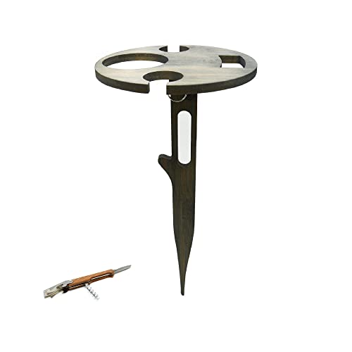 UNUS Garden Weintisch klappbar Outdoor, Weinhalter aus Bambus Holz, grau, Weinglashalter für Picknick, Camping oder Garten, inklusive Taschenmesser mit Korkenzieher und Flaschenöffner UNUS Garden Weintisch klappbar Outdoor, Weinhalter aus Bambus Holz, grau, Weinglashalter für Picknick, Camping oder Garten, inklusive Taschenmesser mit Korkenzieher und Flaschenöffner von UNUS