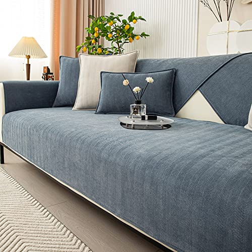 UNZYE Chenille-Sofa-Abdeckung, reiß- und schmutzabweisende Sofabezug, Möbelschutz für Kinder, Hunde, Haustiere, waschbar, Größe(70 * 120cm, Denim Blue) von UNZYE