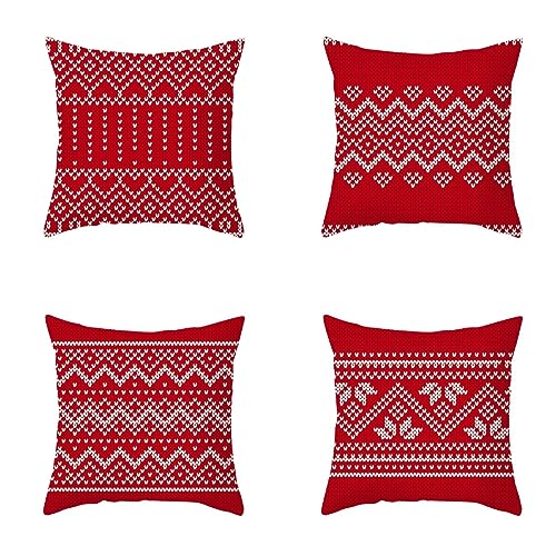 UNZYE Seidengewebe Kissenbezüge Küche Dekorativ Kissenbezug Weihnachten Kissenbezüge Japan Kissenbezug Set Cord Premium-Luxus Zierkissenbezüge Rot 4Pcs, 45x45 cm von UNZYE