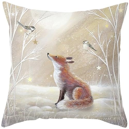 UNZYE Seidengewebe Kissenbezüge Kuschelig Kissenbezug Set Sommer Fuchs Kissenbezüge Outdoor Kissenbezug Lang Premium-Luxus Zierkissenbezüge 1Pcs, 45x45 cm von UNZYE