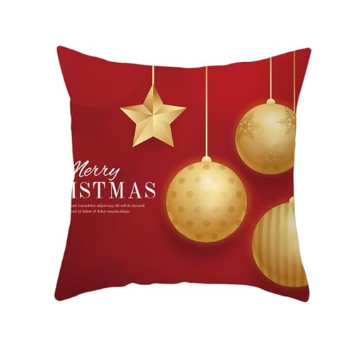 UNZYE Seidengewebe kissenbezügen Kissenbezug yogakissen Weihnachtsglocken Premium-Luxus Zierkissenbezüge kissenbezüge landhausstil kissenhülle zum Bedrucken rotes Gold 50x50CM von UNZYE