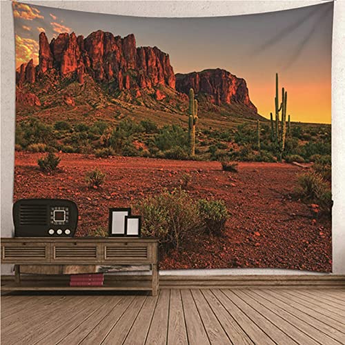 UNZYE Wandbehang Tür Wanddekoration Für Wohnzimmer Kaktus Und Berge Wandbehang Gross Wandschmuck Modern Grün Braun Art Deco Wanddecke Schlafzimmer Wohnzimmer 350x250CM von UNZYE