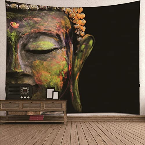 UNZYE Wandteppich Vorhänge Wanddekoration Fotos Buddha-Muster Wandteppich XXL 3D Wanddekoration Für Küche Schwarz Art Deco Wanddecke Schlafzimmer Wohnzimmer 200x200CM von UNZYE