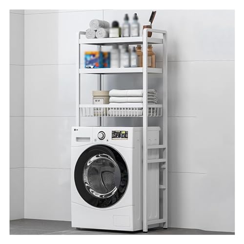 Over The Washer and Dryer Storage Shelf 3-stufiger Badezimmer-Organizer, Waschküchen-Balkon-Regaleinheiten, großer Badezimmer-Aufbewahrungsregal-Organizer für Platzsparer WEWYQSJXBXF-4122(Color:Whi von UNbit