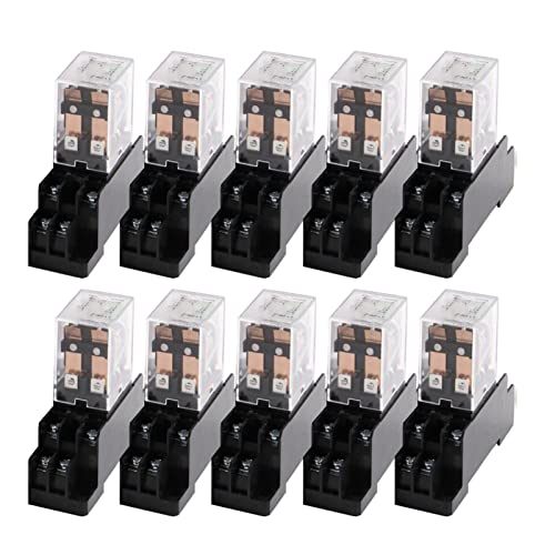 UNbit Relais 10 Stück Relais LY2NJ 12 V 24 V 36 V 48 V 110 V 220 V 380 V kleines Relais 10 A 8-polige Spule DPDT mit Sockelsockel Relais (Color : Ac, Size : 12V) von UNbit