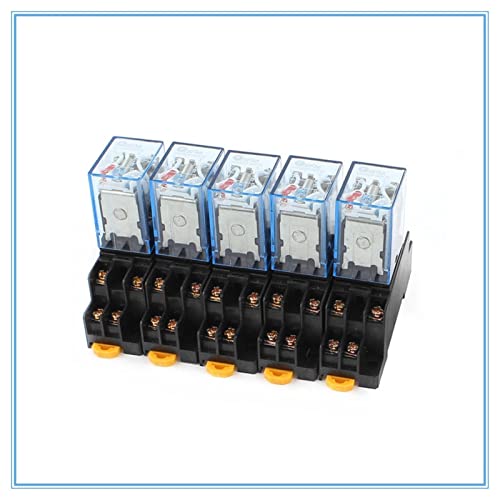UNbit Relais 5 x AC 110 V/120 V 5 A Spule DPDT 8 Pins Rotlicht Allzweck-Leistungsrelais mit Sockel MY2NJ Relais (Size : DC 24) von UNbit