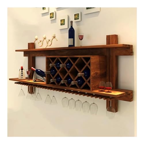 Wandmontierter Weinhalter Rack Weinhalter aus Holz für Bars, Glaskelche, Getränke, Champagner-Aufbewahrungsdisplay für Zuhause, Küche, Esszimmer und Bar WEWYQSJXBXF-4122(Color:B,Size:140x23x60CM) von UNbit