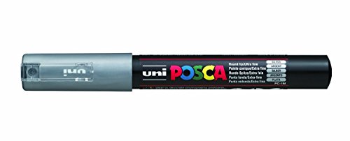 Uni Posca Marker PC-1M Farbige Marker Rundspitze Glas 1,0 mm silber von UNi