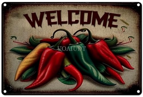 Metallschild mit Aufschrift "Chili Pepper", Vintage-Stil, Motiv: Chili, Poster, Retro-Metall-Blechschild, Wanddekoration, Geschenk für Restaurant, Theater, Bauernhof, Schlafzimmer, Café, Badezimmer Metallschild mit Aufschrift "Chili Pepper", Vintage-Stil, Motiv: Chili, Poster, Retro-Metall-Blechschild, Wanddekoration, Geschenk für Restaurant, Theater, Bauernhof, Schlafzimmer, Café, Badezimmer von UOAIUDT