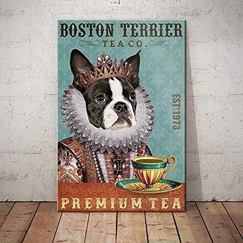 UOAIUDT Lustiges Boston Terrier Metallschild Boston Terrier Tea Co. Premium-Blechschild Retro-Schild Wanddekoration für Zuhause, Küche, Bad, Bar, Pub, Café, Männerhöhle, 30,5 x 45,7 cm UOAIUDT Lustiges Boston Terrier Metallschild Boston Terrier Tea Co. Premium-Blechschild Retro-Schild Wanddekoration für Zuhause, Küche, Bad, Bar, Pub, Café, Männerhöhle, 30,5 x 45,7 cm von UOAIUDT