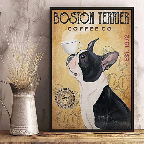 UOAIUDT Metall-Blechschild im Retro-Stil, Motiv: Boston Terrier, Kaffee, Vintage, Metallschild, Wanddekoration, Geschenk für Badezimmer, Restaurant, Bauernhof, Schlafzimmer, Café, Schule, 30,5 x 45,7 UOAIUDT Metall-Blechschild im Retro-Stil, Motiv: Boston Terrier, Kaffee, Vintage, Metallschild, Wanddekoration, Geschenk für Badezimmer, Restaurant, Bauernhof, Schlafzimmer, Café, Schule, 30,5 x 45,7 von UOAIUDT