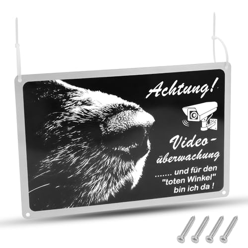 1 Stück Achtung Hund Schild Videoüberwachung - Warnschild Hund 30x20cm mit Vorgebohrten Löchern aus Aluminium für Privatgrundstück, Zaun, Wand, Tür - Kamera Schild Überwachung mit Hund Warnung von UOCAI