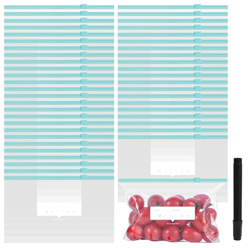 18 Stück Zip Gefrierbeutel(23*4.5*17cm), Set Gefrierbeutel Wiederverwendbar mit Markierstift, Frischhaltebeutel, zipper beutel zipper beutel für Sandwichbeutel Lebensmittelaufbewahrung und Einfrieren von UOCAI