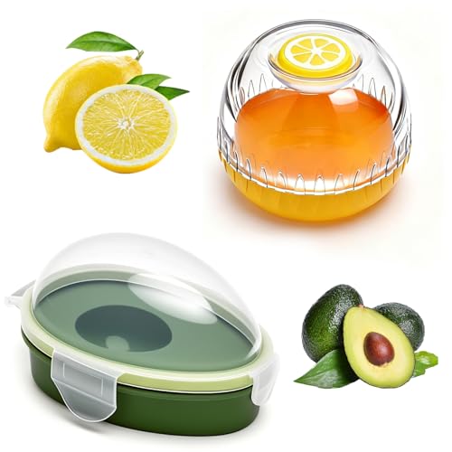 Avocado & Zitrone Aufbewahrungsbox 2er Set, Lebensmittelbehälter mit Deckel Obst-Gemüse-Sparer BPA-frei Obst Aufbewahrung Wiederverwendbare Kühlschrank Gadgets für frische Aufbewahrung Avocado & Zitrone Aufbewahrungsbox 2er Set, Lebensmittelbehälter mit Deckel Obst-Gemüse-Sparer BPA-frei Obst Aufbewahrung Wiederverwendbare Kühlschrank Gadgets für frische Aufbewahrung von UOCAI