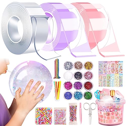 UOCAI 53 Stücke Nano Tape Bubbles Set, Bubble Tape DIY,Blowing Bubble Tape,Bubble Tape Nano,Transparentes Mehrzweck-Plakatband, Nano Tape Bubble Craft Kit für Erwachsene Kinde von UOCAI