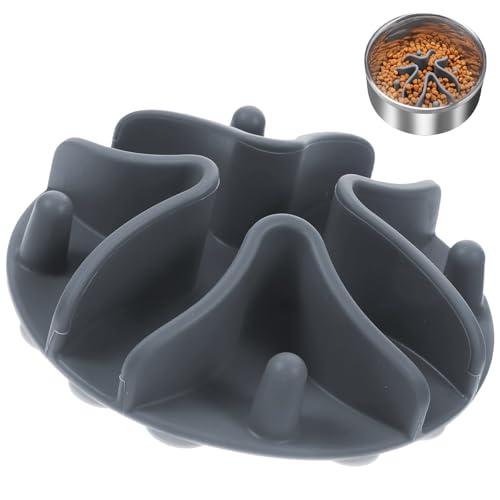 UOCAI Anti Schling Napf Katze, Antischlingnapf Hunde, 10x10x3cm Anti Schling Napf Hund, Antischlingnapf Katze für Verwöhnung der Haustiere, Verdauung, Erstickungsschutz （Grau） von UOCAI