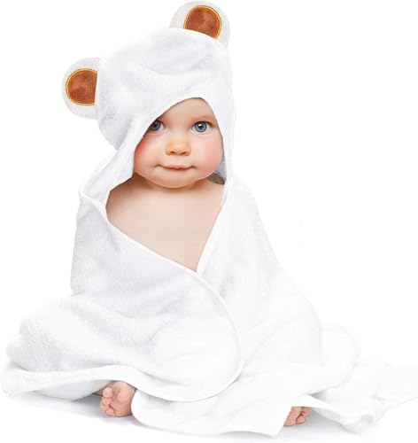 UOCAI Kapuzenbadetuch Kuschelig und Warm aus Bambusfaser Badetuch Handtuch mit Kapuze für Babys und Kleine Kinder Kapuzenhandtuch 90 * 90 cm von UOCAI