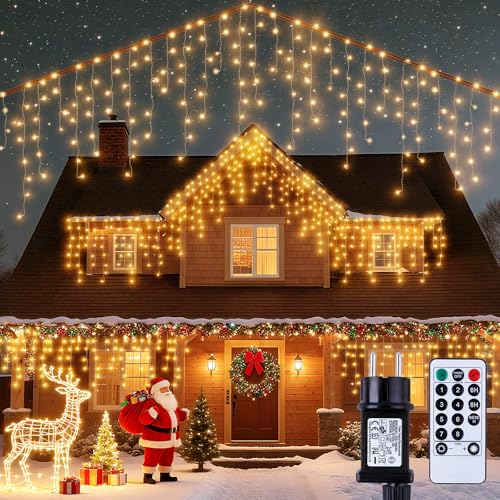 UODIR Eisregen Lichterkette Außen, 7.5M 306 LED Weihnachtsbeleuchtung Außen mit 8 Modi Timer, IP44 Wasserdicht Eiszapfen Lichterkette Außen für Haus Balkon Fenster Weihnachtsdeko Aussen Warmweiß UODIR Eisregen Lichterkette Außen, 7.5M 306 LED Weihnachtsbeleuchtung Außen mit 8 Modi Timer, IP44 Wasserdicht Eiszapfen Lichterkette Außen für Haus Balkon Fenster Weihnachtsdeko Aussen Warmweiß von UODIR