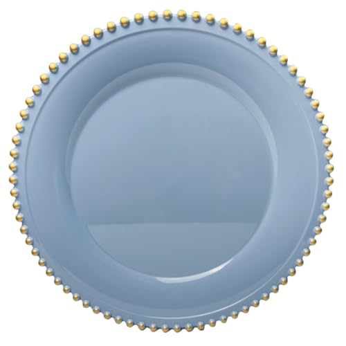 UOEKCS Platzteller aus Kunststoff, rund, für Speiseteller, Party, Hochzeit, Geburtstag, Blau, 33 cm, 6 Stück von UOEKCS