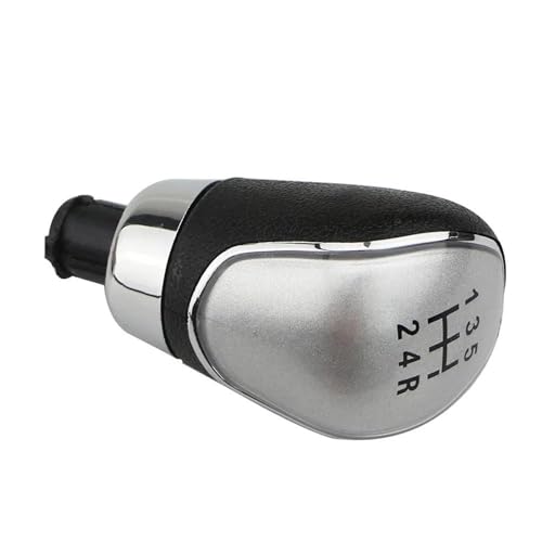 UOEMCRTB Manuell Schaltknauf 5/6-Gang-Schaltgetriebe-Schaltknauf Für F&ord Für Focus 2 MK2 Für Fiesta MK7 Für Kuga Ledermanschetten-Ersatzteile(Silber,5 Speed) von UOEMCRTB