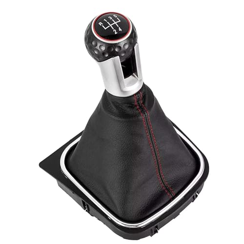 UOEMCRTB Manuell Schaltknauf Für VW Für Golf 5 MK5 R32 GTD GTI Für Golf 6 MK6 R20 2004–2013 Schaltknauf Mit Gummimanschette Und Schalthebel(5 speed) von UOEMCRTB