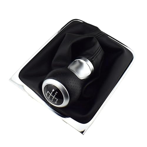 UOEMCRTB Manuell Schaltknauf Schaltknauf Für 5/6-Gang-Schalthebel Schaltmanschette Manschette Für VW Für P&assat B6 2005 2006 2007 2008 2009 2010 2011(Silber,5 speed) von UOEMCRTB