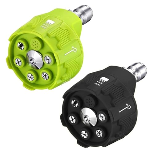6-in-1 Hochdruckreiniger Düse Mit Schnellkupplung Rotierend, 1/4 Zoll Düsenspitze,Hochdruckreiniger-Düsenspitzen,leistungsstarkes Hochdruckreiniger-Zubehör für Hof,Zaun (Grün+Schwarz) von UOEONR