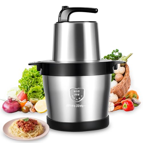 6L Zerkleinerer Küche Elektrisch, 1000W Multizerkleinerer Elektrisch, Edelstahlschüssel, 4 Edelstahl Klingen, Universalzerkleinerer für Fleisch,Gemüse,Zwiebeln,Obst (black) von UOEONR