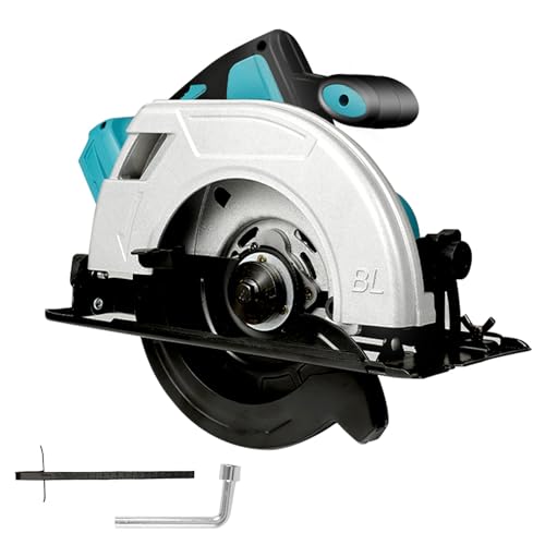 Akku-Handkreissäge, 1000W Bürstenlos Akku Kreissäge mit 4000mAh Akkus*2 und Ladegerät, 0-90° Schnitttiefe 65mm, Sägeblättern 165mm, 10800RPM Mini Kreissäge für Holz Stein Fliesen (Ohne Akku) von UOEONR