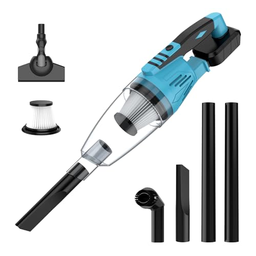 Akku-Handstaubsauger für Makita 18V Batterie, 20000Pa Handstaubsauger Akku mit Bodendüse, Fugendüse, Polsterdüse, 0,6 L Staubbehälter, Kabellos Staubsauger für Auto, Haus, Tierhaare (Blau) von UOEONR