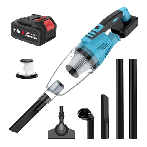 Akku-Handstaubsauger für Makita 18V Batterie, 20000Pa Handstaubsauger Akku mit Bodendüse, Fugendüse, Polsterdüse, 0,6 L Staubbehälter, Kabellos Staubsauger für Auto, Haus, Tierhaare (Blau*1 Akku) Akku-Handstaubsauger für Makita 18V Batterie, 20000Pa Handstaubsauger Akku mit Bodendüse, Fugendüse, Polsterdüse, 0,6 L Staubbehälter, Kabellos Staubsauger für Auto, Haus, Tierhaare (Blau*1 Akku) von UOEONR