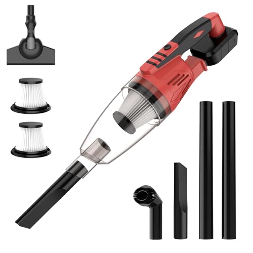 Akku-Handstaubsauger für Makita 18V Batterie, 20000Pa Handstaubsauger Akku mit Bodendüse, Fugendüse, Polsterdüse, 0,6 L Staubbehälter, Kabellos Staubsauger für Auto, Haus, Tierhaare (Rot) von UOEONR