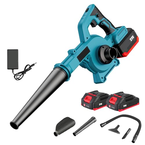 Akku Laubbläser für Makita 18V, Elektrischer Hand-Laubbläser Gebläse,Luftstrom 6m³/min,2-in-1 Elektrischer Laubbläser und Staubsauger Geeignet Für Garten,Terrasse,Auto,Eckenreinigung ﻿ ﻿ (2 Akkus) von UOEONR