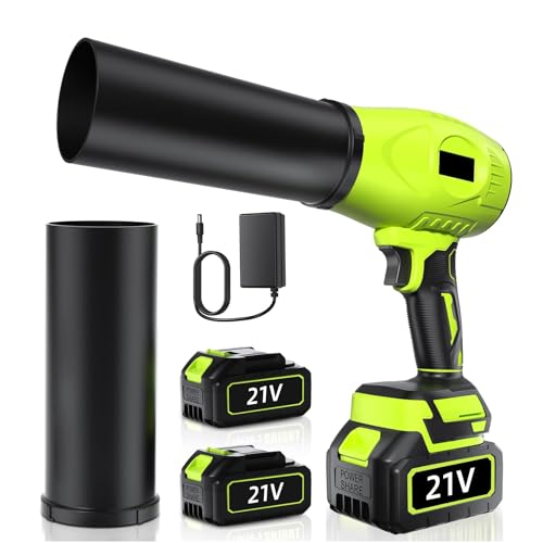 Akkus-Laubbläser, Bürstenloses Akku Gebläse mit 2 * 3000 mAh Akku und Ladegerät, Elektrischer Laubbläser 30000RPM, für Remove Dust, Leaves, Water, Snow von UOEONR