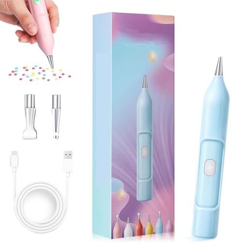 Elektrischer Diamant Malerei Stift mit Vakuumtechnologie, Elektrischer Diamant Malstift, Wiederaufladbarer IPX5 Wasserdichter Maler, 2 Ersatzspitze,DIY Art Accessories Tools for Adults ﻿ ﻿ ﻿ (Blau) von UOEONR
