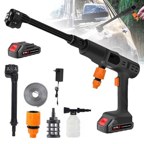 Hochdruckreiniger mit Akku, 45 bar, 6-in-1-Düse, kabelloser Hochdruckreiniger mit wiederaufladbarem Akku, Wasserdurchfluss 7 l/min, für die Reinigung von Zäunen und Fußböden im Auto (1 x Akku) von UOEONR
