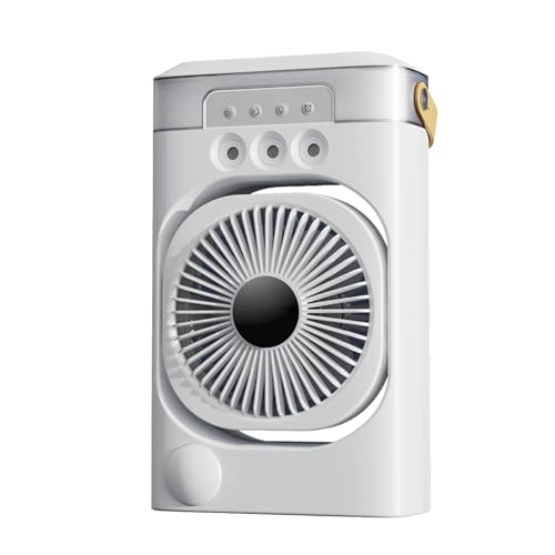 Klimaanlage Mobil mit Fernbedienung, Ventilator mit Wasserkühlung 600ML,4-in-1 Mini Klimaanlage für Zimmer,3 Windgeschwindigkeiten,7 Farben Licht 3 Sprühfunktion (USB Plug-in/Keine Fernbedienung) von UOEONR