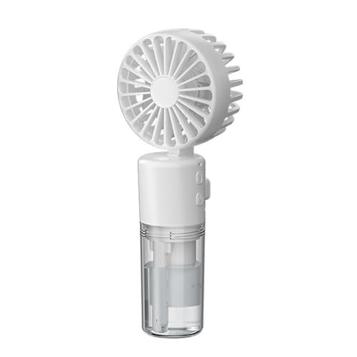 Tragbarer Turbo Handventilator, Mini-Ventilator mit 3600mAh, 5-Gang, 180° Verstellbarer USB Wiederaufladbarer Ventilator, Faltbarer Handventilator für Reisen, Büro & Outdoor (Weiß mit Wasserkühlung) von UOEONR