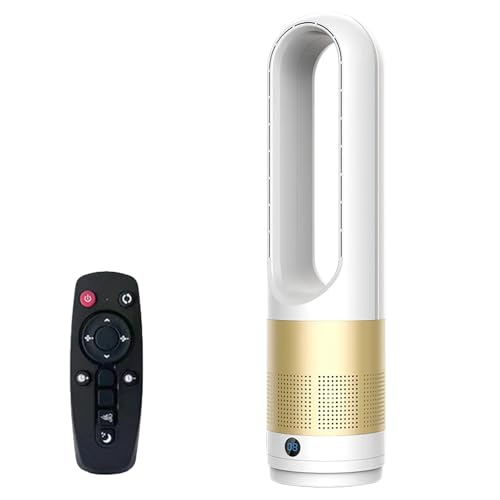 UOEONR 2in1 Turmventilator sehr leise & Luftreiniger,Rotorloser Ventilator,mit Fernbedienung, 8 Geschwindigkeiten,90° Oszillation,Timer,oszillierender Raumkühler für Schlafzimmer, Büro (Gold-B) von UOEONR