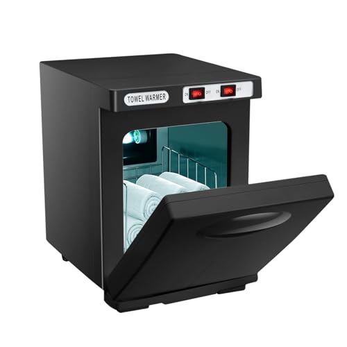 UOEONR Handtuchwärmer, 5L Heißes Handtuch Sterilisator Kabinett, 360° Heizung Handtücher, Heißhandtuchschrank, 176°F Professioneller Heizschrank für Schönheit, Salon, Spa (Schwarz) von UOEONR