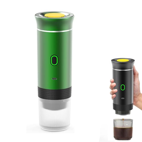 UOEONR Kaffeemaschine, tragbar, Espressokocher, elektrische Heizung, für Reisen, für 12 V, Auto und Camping, Kaffeekapselmaschine für Espressokapseln oder gemahlenen Kaffee (grün) von UOEONR